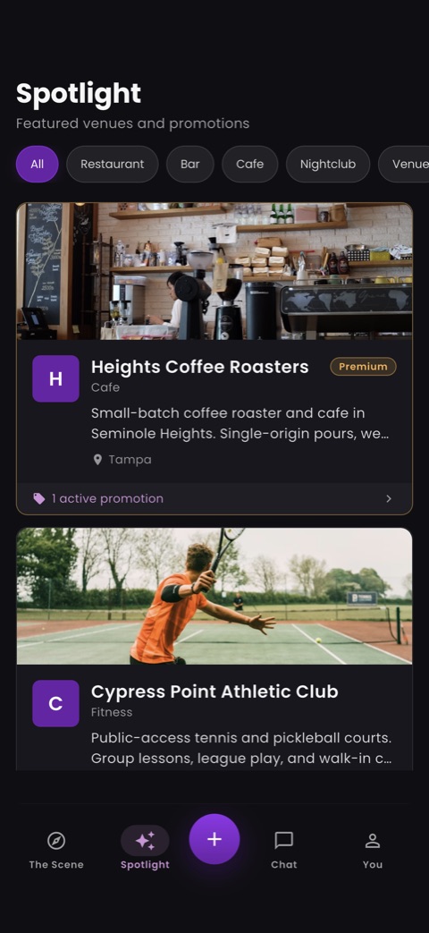 A featured local venue special inside the My Treat feed